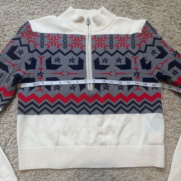 Perfect Moment Nordic Half Zip Sweater in Snow White Merino Wool Medium - Picture 4 of 7